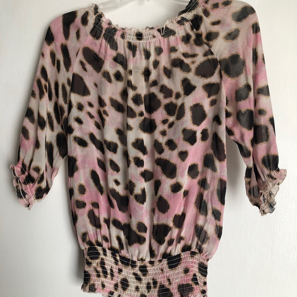 Pink and Black Animal Print Sheer Top